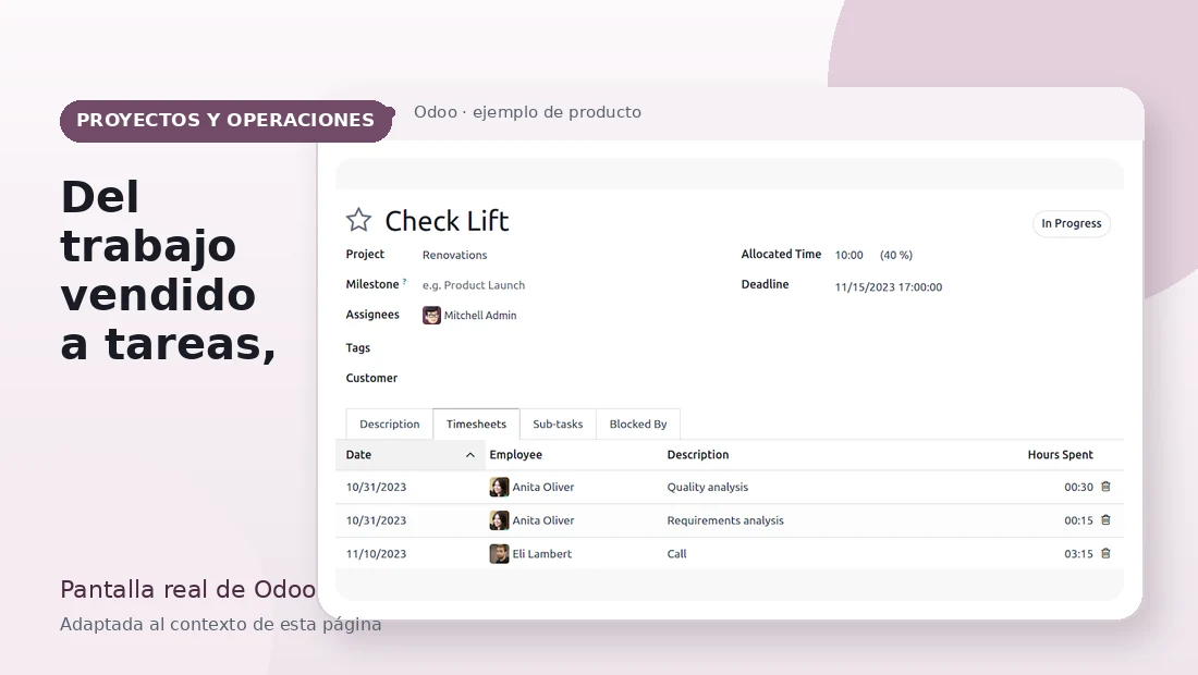 Seguimiento de proyectos en Odoo